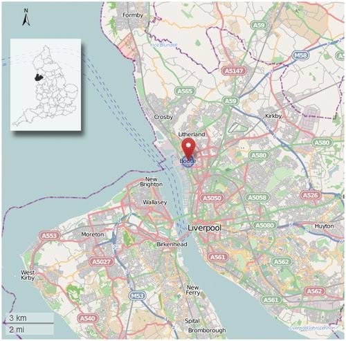 Map showing Bootle, Walton and the Liverpool area connected to James Bulger’s disappearance and the route towards the railway line.