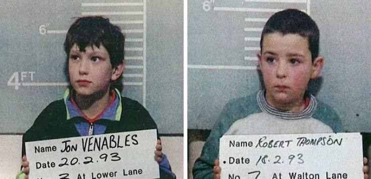 Police photographs of Jon Venables and Robert Thompson taken during the James Bulger murder investigation in February 1993.