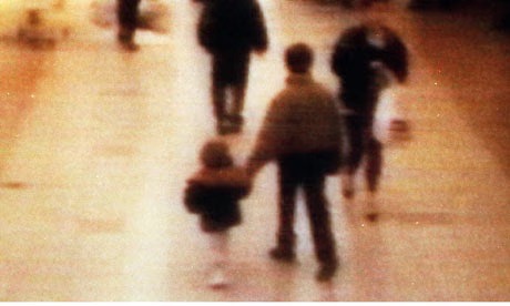 CCTV footage showing James Bulger inside the New Strand Shopping Centre in Bootle on 12 February 1993.