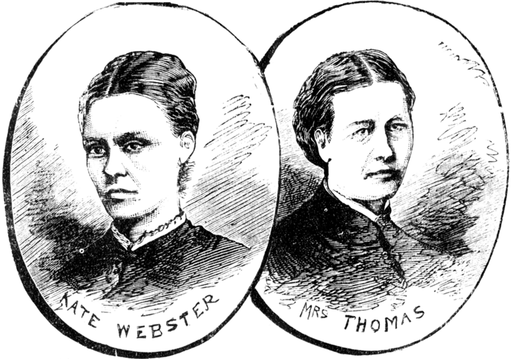 Victorian newspaper illustration of murderer Kate Webster and her victim Julia Martha Thomas.