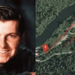 Side-by-side image of Michael Madden and a satellite view of Sand Bar Flat Campground, where he disappeared in 1996.