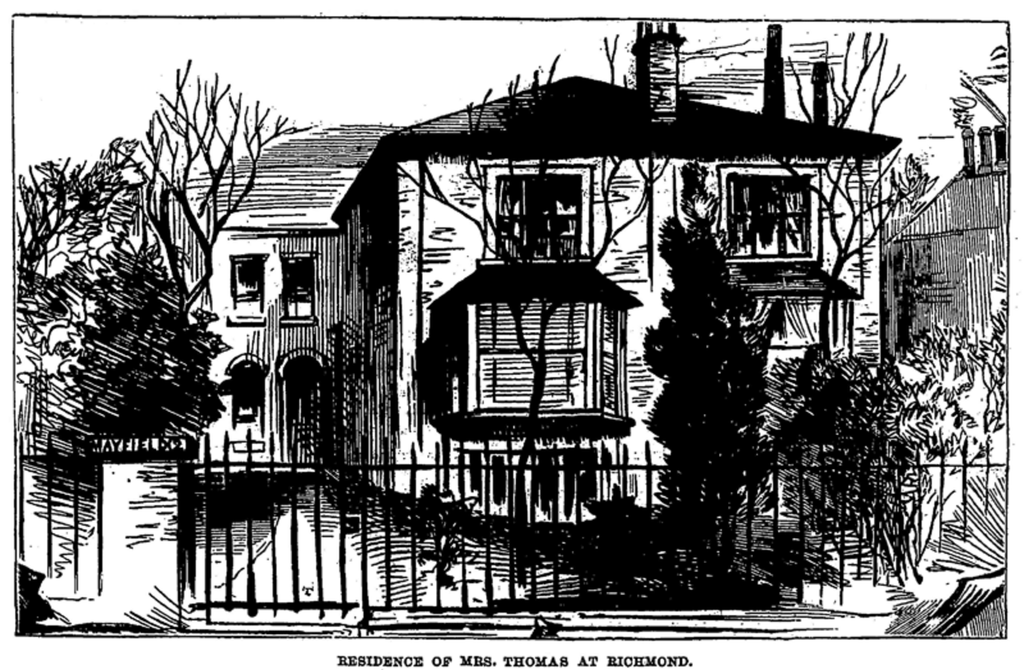 Victorian illustration of Julia Martha Thomas’s house in Richmond, where she was murdered in 1879.