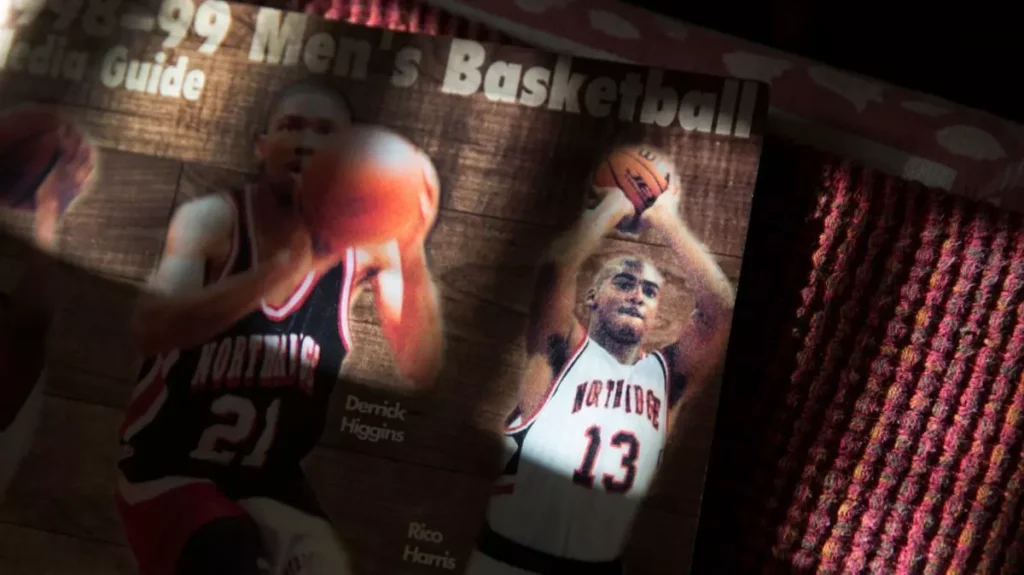 Cal State Northridge basketball media guide featuring former player Rico Harris.