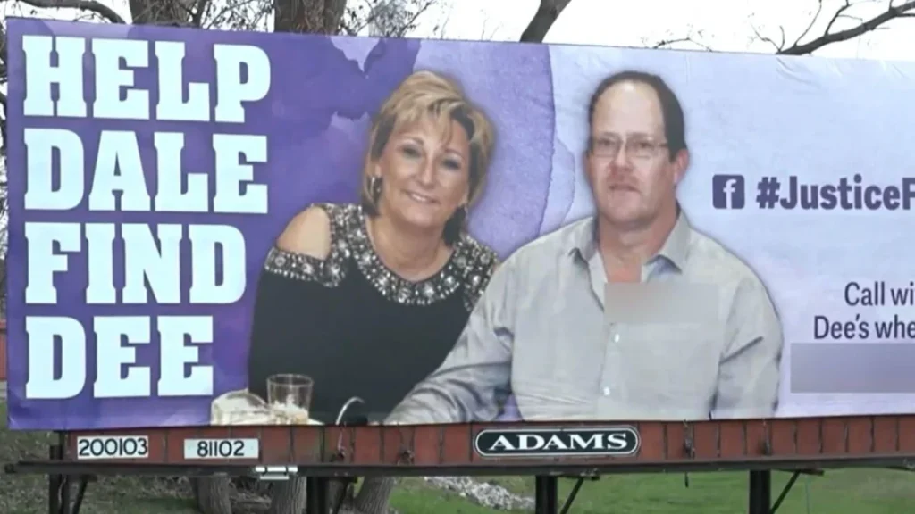 Billboard in Lenawee County reading “Help Dale Find Dee” during the investigation into Dee Warner’s disappearance.