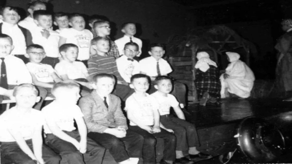 Boys gathered at a Christmas event at the Florida Industrial School for Boys in Marianna, Florida.
