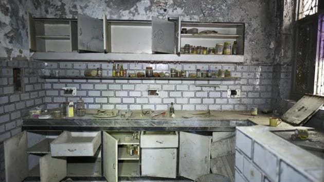 The interior of D-5, photographed years after the bungalow was sealed following the discovery of human remains. Image taken from The Hindu. 