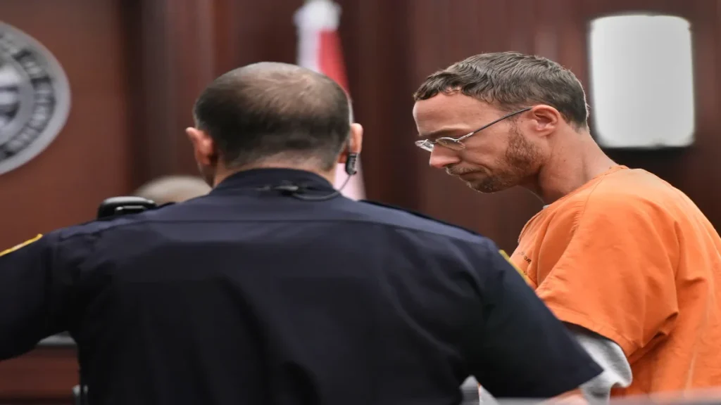Joshua Phillips leaving a Jacksonville courtroom following his resentencing hearing.
