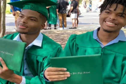 Qaadir and Naazir Lewis celebrate their graduation day.