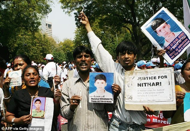 Families of Nithari's victims were left with unanswered questions after the final acquittals. Image taken from The Daily Mail.