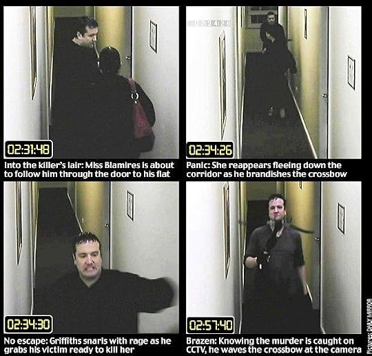 The CCTV footage that Peter Gee saw. An enraged Stephen can be seen chasing Suzanne with a crossbow in hand. Image taken from the Daily Mirror.