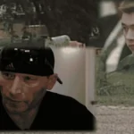 Composite image showing Thad Phillips as an adult during an interview, Joseph Clark appearing in court as a teenager, and a rural house associated with the case in the background.