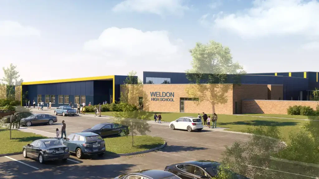 Weldon High School in the town of Weldon