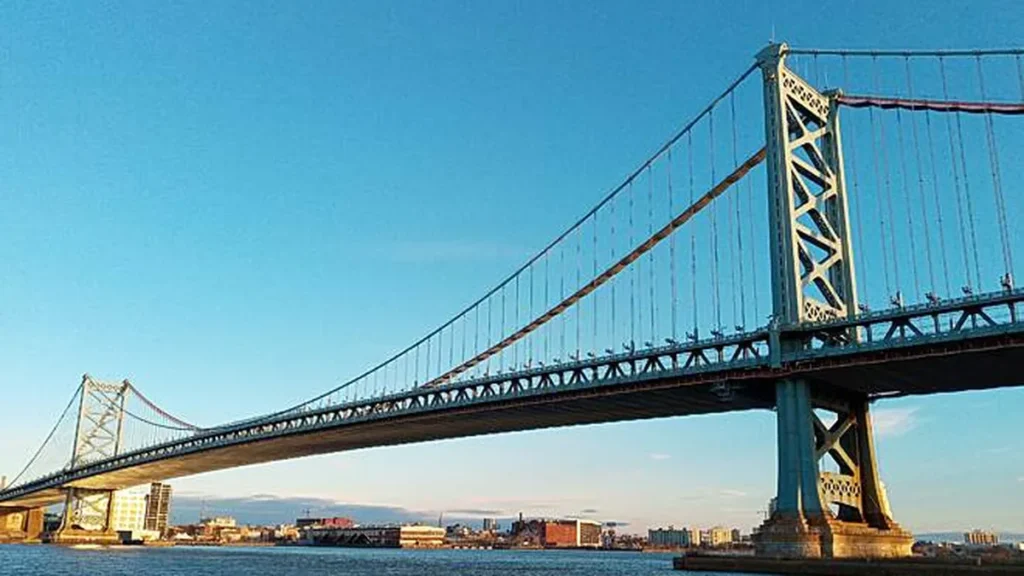 The Benjamin Franklin Bridge, beneath which Toni Lee Sharpless’s car was reportedly spotted shortly after her disappearance.