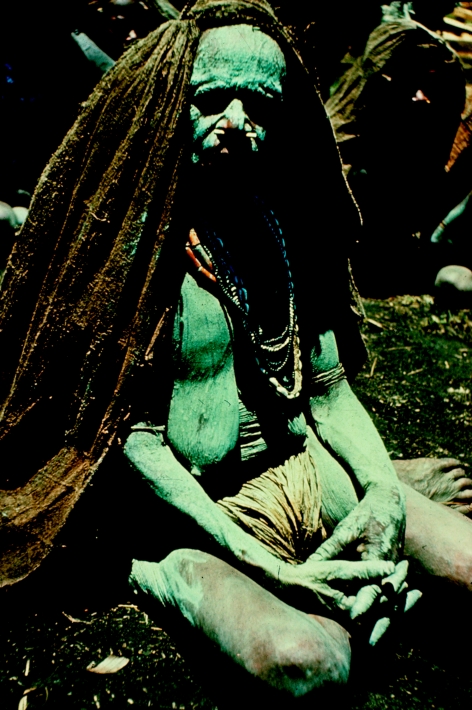 Fore woman covered in ashes during mourning in Papua New Guinea in 1957.